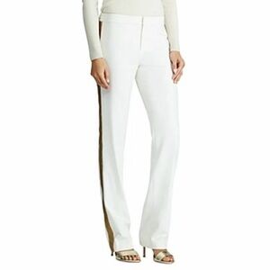 Ralph Lauren Straight-Leg Creased Pants Winter Cream Gold Sz 2 Wool Blend NWT